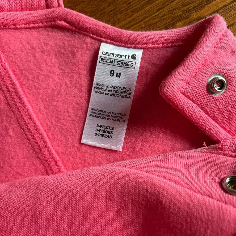 Carhartt pink soft overalls 9m NWOT
